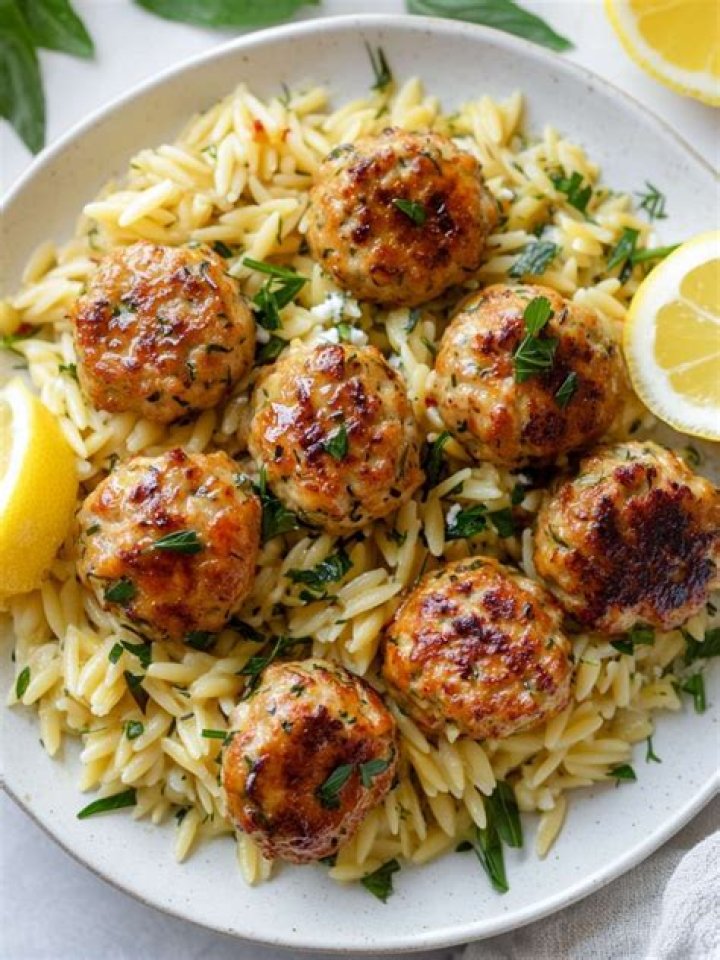 Turkey-Cornbread Meatballs, Herb Gravy and Roasted Garlic Mashed Potatoes | Rachael Ray | Recipe